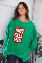 Fantastic Fawn 'Happy Fall Y'all' Kelly Green Sweater