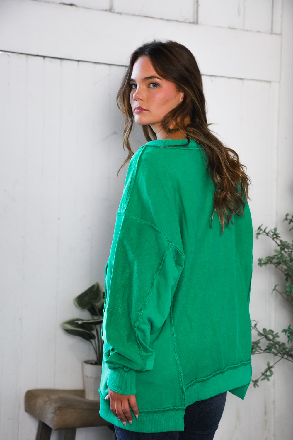 Fantastic Fawn 'Happy Fall Y'all' Kelly Green Sweater
