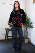 Fantastic Fawn Multi Color Stars Cozy Sweater