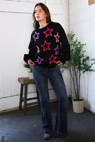 Fantastic Fawn Multi Color Stars Cozy Sweater