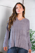 Fantastic Fawn Charcoal Thick Ribbed Sweater