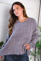 Fantastic Fawn Charcoal Thick Ribbed Sweater