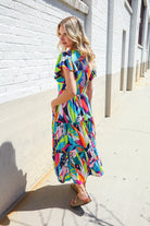Haptics PLUS Tropical Floral Collar V Neck Midi Dress