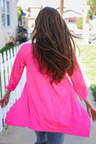 Haptics Be Bold Hot Pink Glitter Stud Scarf Hem Top Final Sale