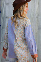 And The Why Lilac/Rust Plaid & Ditzy Floral Color Block Shirt Top