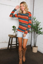 Haptics Canyon Glow Fitted Stripe Hacci Longsleeve Top