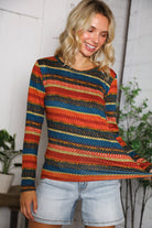 Haptics Canyon Glow Fitted Stripe Hacci Longsleeve Top
