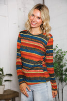 Haptics Canyon Glow Fitted Stripe Hacci Longsleeve Top