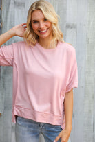 Haptics Oversized Knit French Terry Out Seam Overlock in Blush