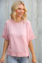 Haptics Oversized Knit French Terry Out Seam Overlock in Blush