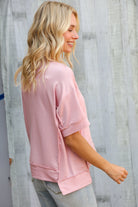 Haptics Oversized Knit French Terry Out Seam Overlock in Blush
