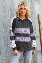 Haptics Charcoal & Ivory Oversized Paisley Floral Print Pullover