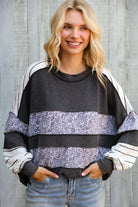 Haptics Charcoal & Ivory Oversized Paisley Floral Print Pullover
