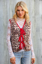 Haptics Leopard Vest with Front Bow Details