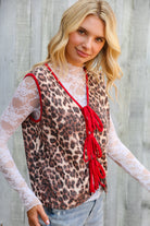 Haptics Leopard Vest with Front Bow Details