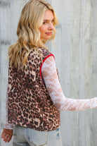 Haptics Leopard Vest with Front Bow Details