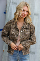 Haptics Button Down Loose Fit Leopard Jacket
