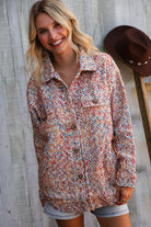 And The Why Multicolor Twill Long Sleeve Button-Down Shacket