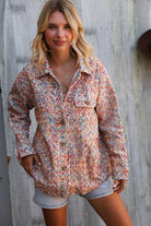 And The Why Multicolor Twill Long Sleeve Button-Down Shacket