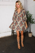 Kori America Autumn Equinox Antique Rose Boho V Neck Dress