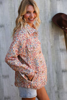 And The Why Multicolor Twill Long Sleeve Button-Down Shacket