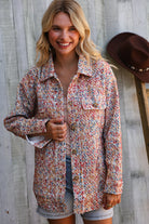 And The Why Multicolor Twill Long Sleeve Button-Down Shacket