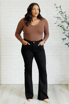 Judy Blue Etta High Rise Tummy Control Top Flare Jeans in Black Ave Shops