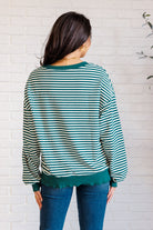 One Eleven North Too Good to be True Striped Drop Shoulder Top in Green Tops