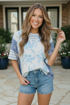 Haptics Blue Toile Mixed Print Oversized Tee