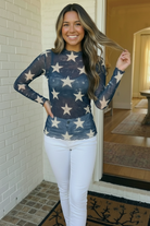 Haptics Star Gazer Long Sleeve Mesh Top
