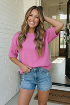 Haptics Pretty in Pink Oversized Knit Sweater