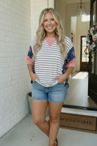 Haptics Stripe and Floral Mixed Media Oversized Top