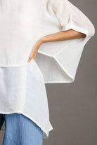 Umgee White Cuffed Half Sleeve Layered Top