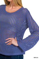 Zenana Marlin Hollow Out Long Sleeve Sweater