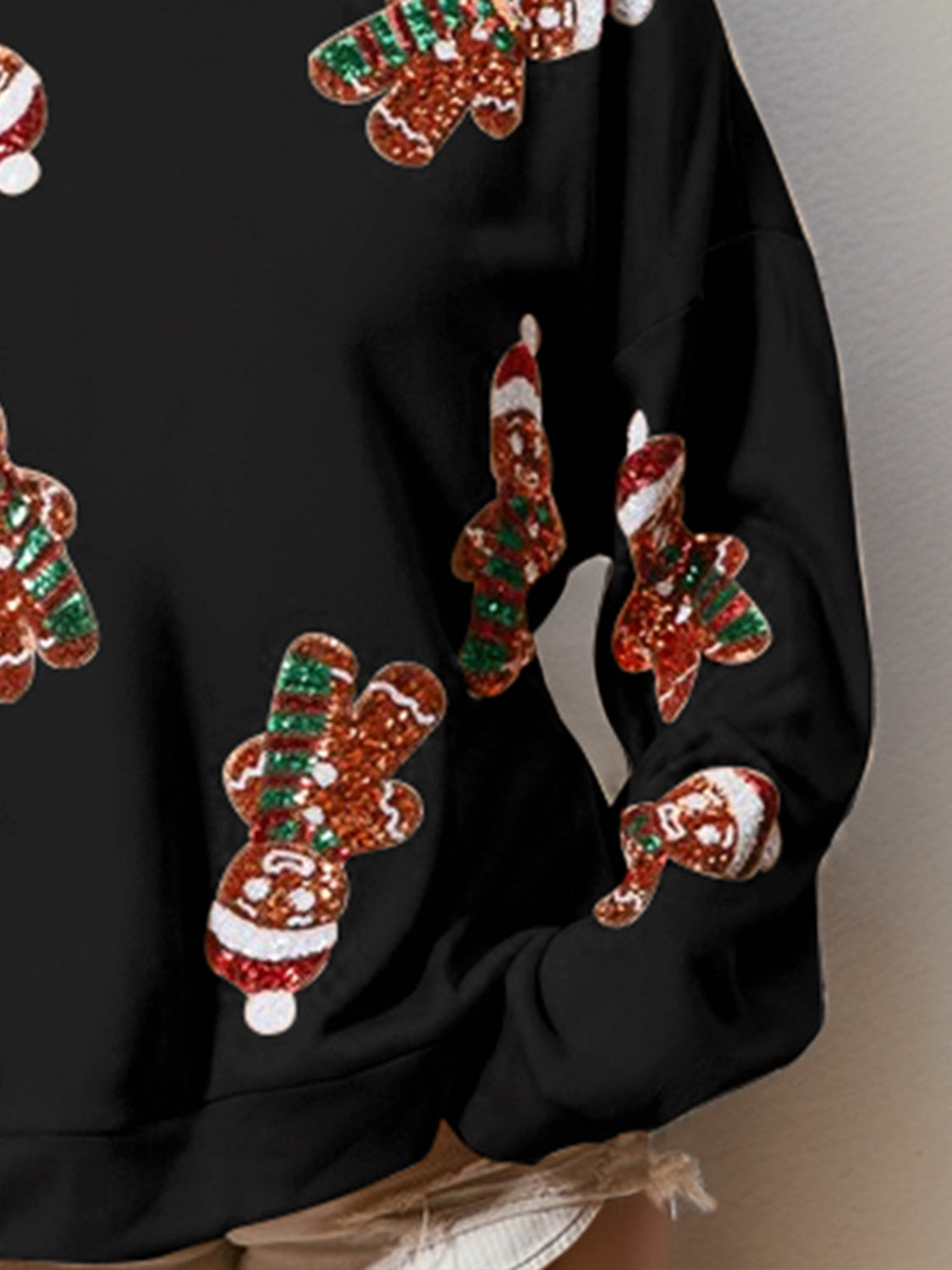 Preorder: Sequin Gingerbread Man Long Sleeve Sweatshirt Trendsi