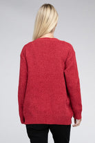 Zenana Melange Open Front Sweater Cardigan ZENANA