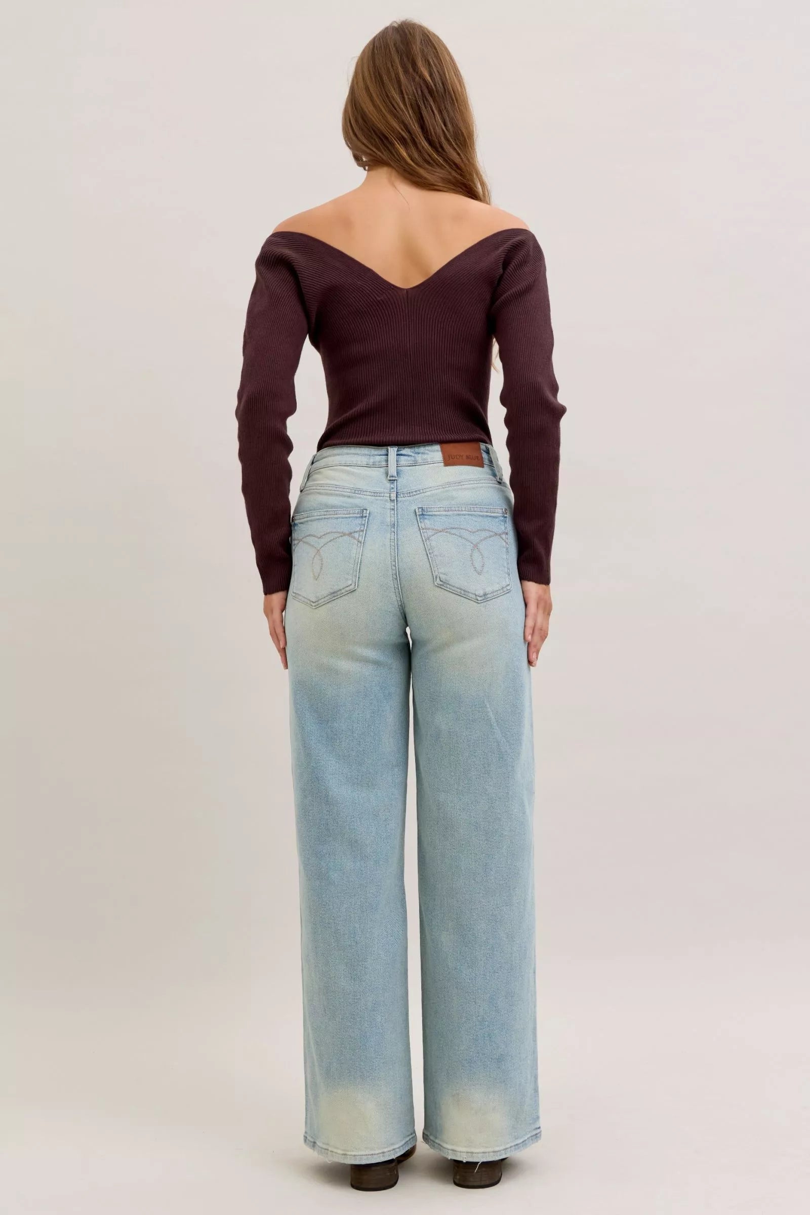 Judy Medium Washed Blue High Waist Column Straight Jeans