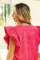 BiBi Fuchsia Mineral Washed Terry Top