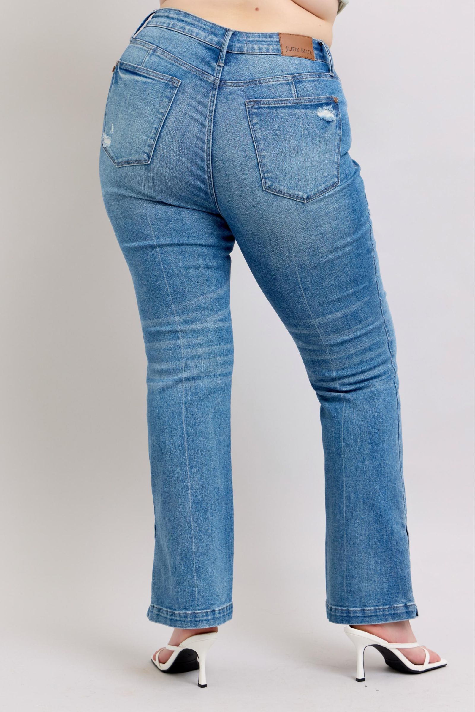 Judy Blue High Wasited Tummy Control Vintage Wash Side Slit Slim Boot Jeans