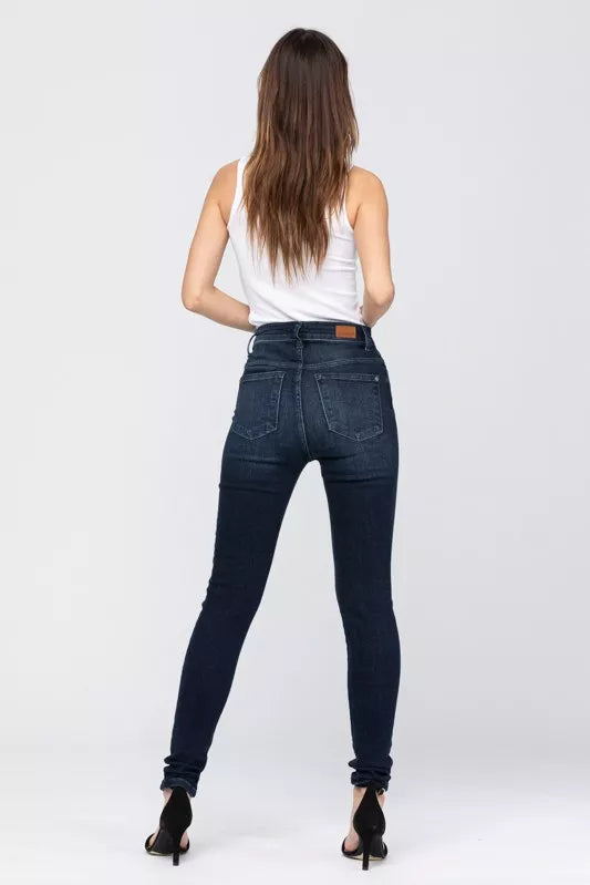 Judy Dark Washed Blue High Waist Washed Skinny Jeans