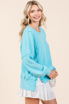 Mittoshop Tiffany Blue Mineral Wash Waffle Long Sleeve Sweatshirt