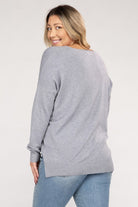 Zenana Plus Garment Dyed Front Seam Sweater ZENANA