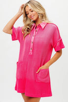 BiBi Fuchsia Dip Dye Mineral Washed Knit Dress