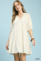 Umgee Cream Cotton Gauze Mini Dress CREAM