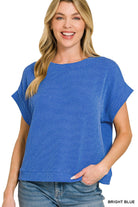 Zenana Bright Raised Rib Cap Sleeve Top BRIGHT BLUE