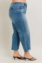 Judy Blue Plus Size High Waist Rigid Magic Destroy Hem Crop Wide