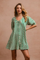 BiBi Jade Puffy Sleeves Romper with Back Button Closure