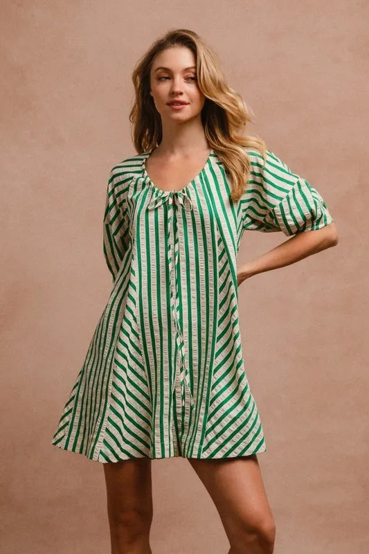 BiBi Jade Puffy Sleeves Romper with Back Button Closure