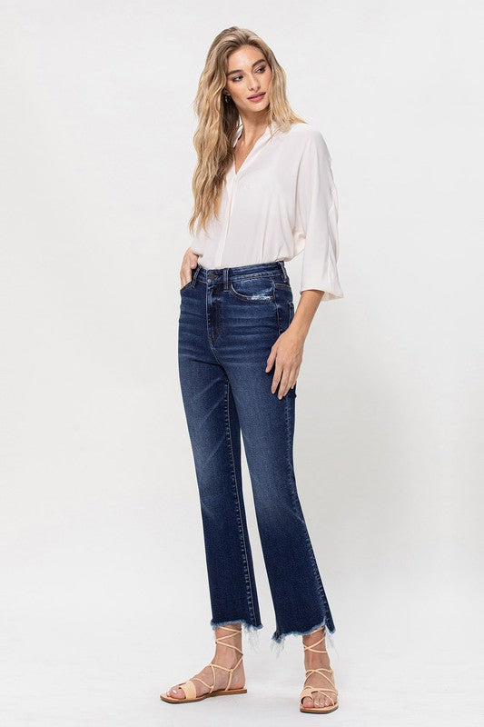 High Rise Distressed Hem Kick Flare Jeans VERVET by Flying Monkey