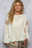POL Contrast Round Neck Long Sleeve T-Shirt